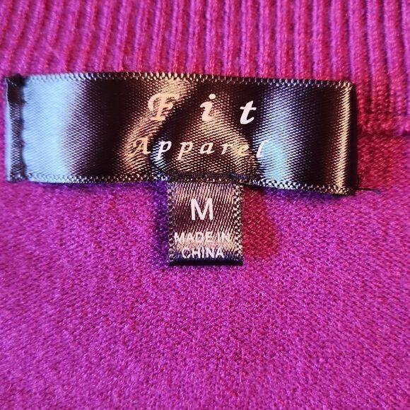 Fit Apparel V-Neck 3/4 Sleeve Bodycon Cropped Knit Cardigan, Medium, Purple - Picture 6 of 8